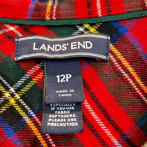 Land’s End Cotton Flannel Plaid Button Down Shirt size 12P - Picture 3 of 3